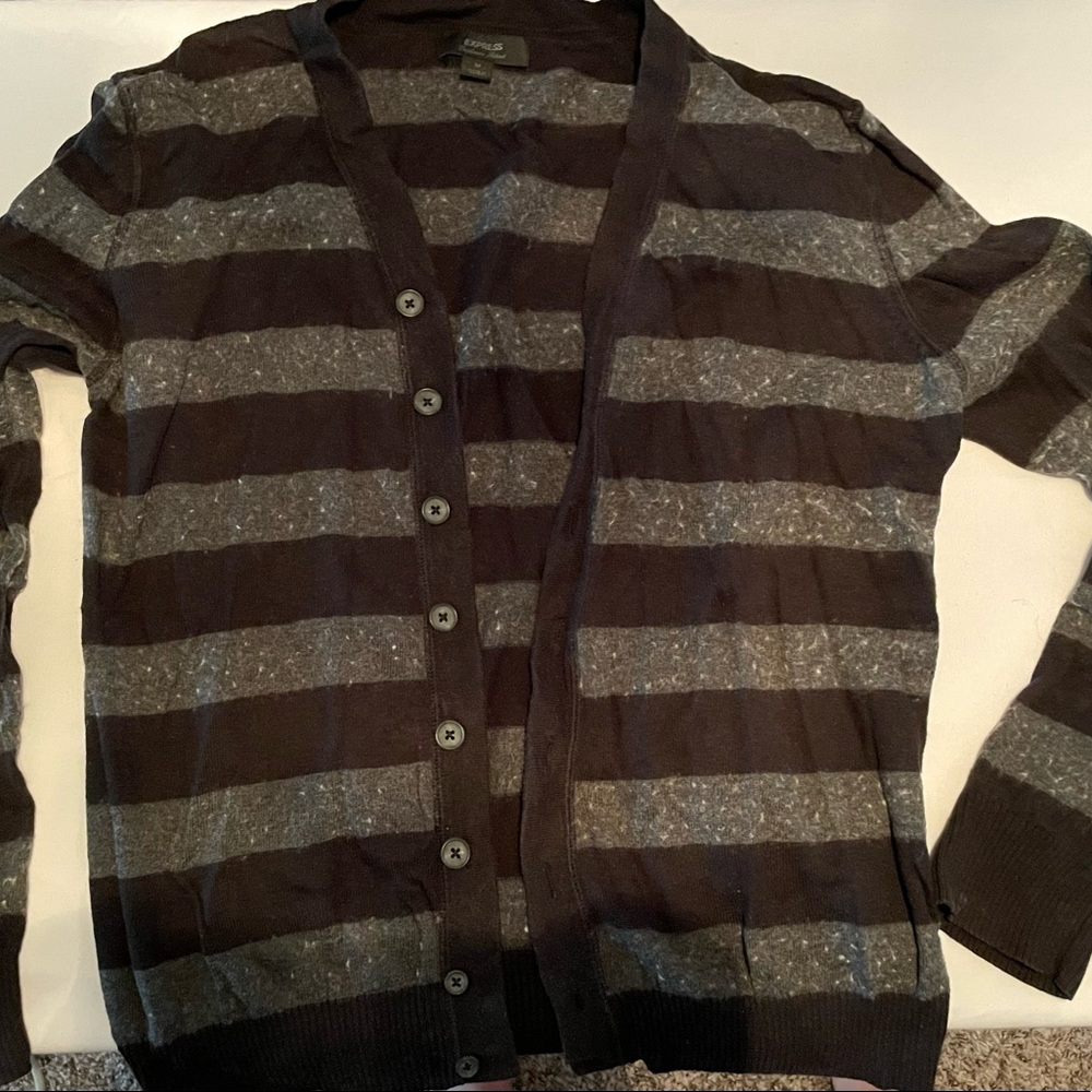 Express black and gray button up sweater